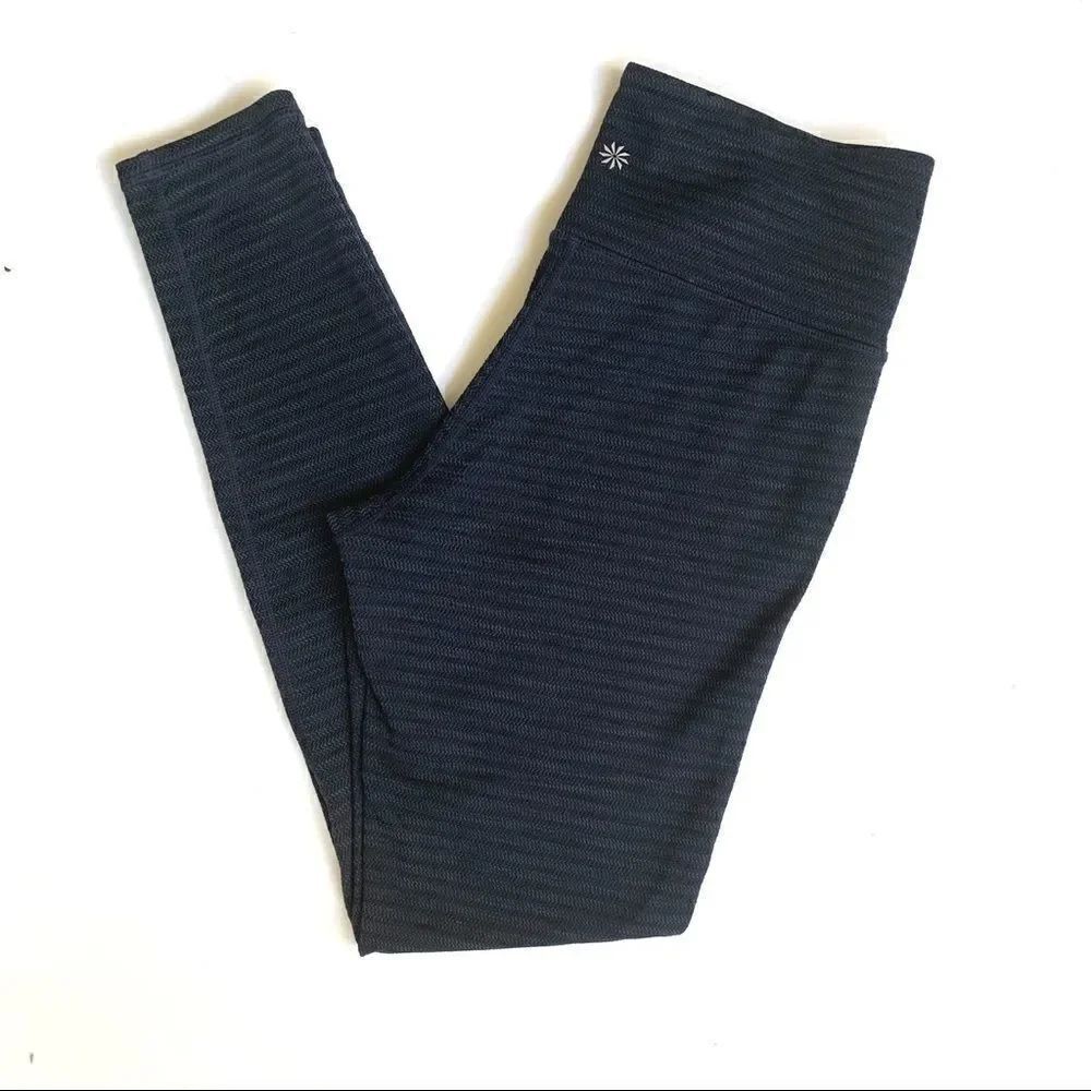 ATHLETA BLUE BLACK WEAVE YOGA ATHLETIC PANTS